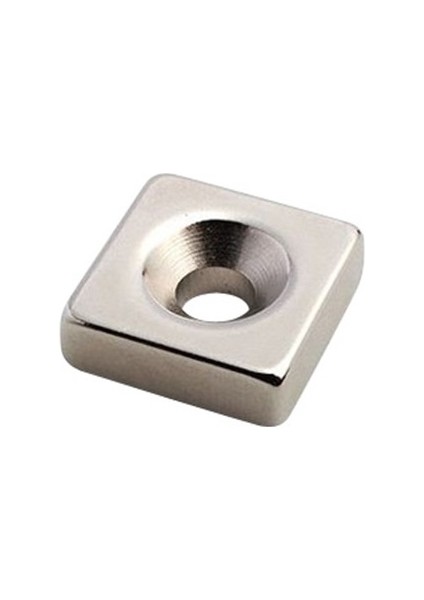 Neodyum Mıknatıs Köşeli Havşalı 20X20MM (Delik 10/5.5mm) Kalıklık 5mm 2 Adet