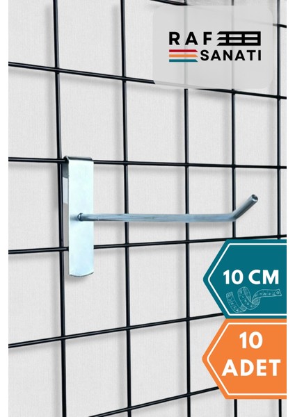 10 Adet Tel Pano Kancası 10 cm - Askı Kanca Raf Askısı Raf Aksesuar Tel Askı Çorap Kancası