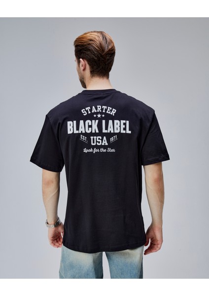 Dymond Siyah Bisiklet Yaka Baskılı Oversize Erkek Tshirt modelleri