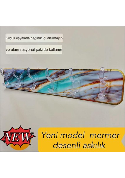 Mermer Desenli Yapışkanlı Askılık
