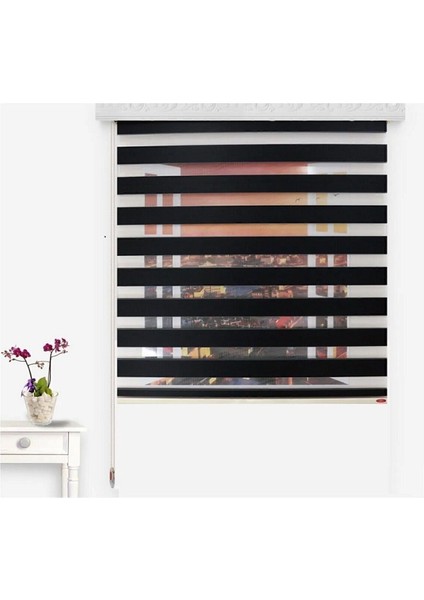 Siyah Stor Zebra Perde Oygusuz