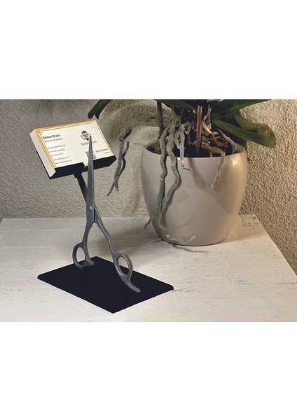 Kartvizit Tutacağı - Makas Figürlü Kartvizitlik - 3D Kartvizit Tutacağı Kuaför,terzi, Berber Makas