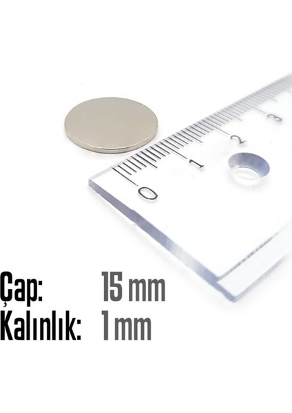 Neodyum Mıknatıs Silindir Çap 15MM , Kalınlık 1mm ( 10 Adet) fiyatları