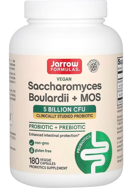 Vegan Saccharomyces Boulardii + Mos, 5 Billion Cfu, 180 Veggie Capsules