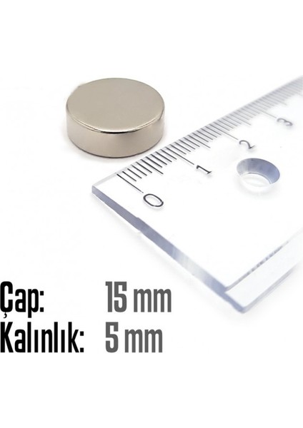 Neodyum Mıknatıs Silindir Çap 15MM , Kalınlık 5mm ( 5 Adet) fiyatları