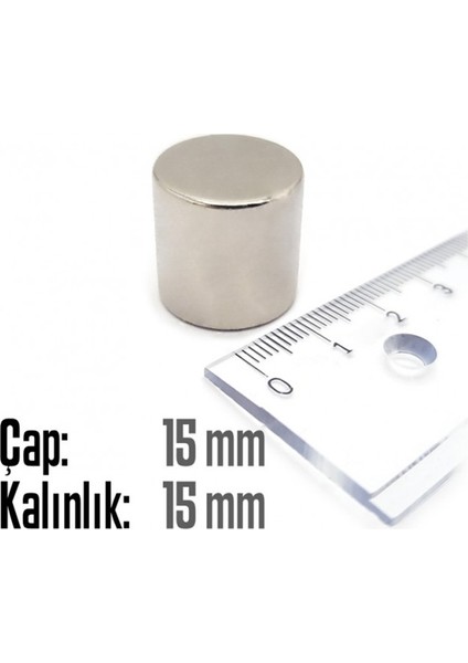Neodyum Mıknatıs Silindir Çap 15MM , Kalınlık 15MM ( 2 Adet) fiyatları