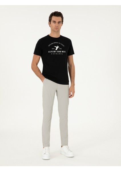 Erkek Taş Slim Fit Beli Lastikli Esnek Kanvas Pantolon 50306188-VR049