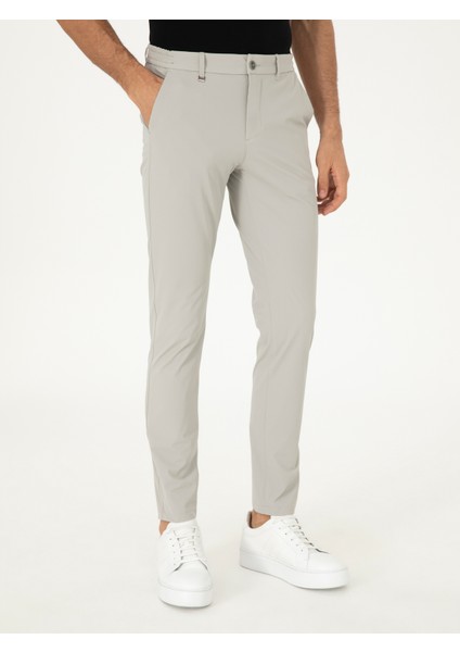 Erkek Taş Slim Fit Beli Lastikli Esnek Kanvas Pantolon 50306188-VR049