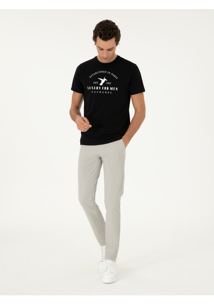 Erkek Taş Slim Fit Beli Lastikli Esnek Kanvas Pantolon 50306188-VR049