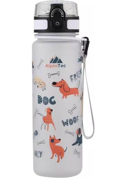Köpek Desenli Gri Tritan Çocuk Su Matara 500 ml