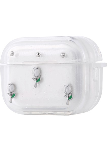 Airpods Uyumlu Pro 2 Zore Airbag 44 Airbag Tasarımlı Simli Şeffaf Kutup Kılıf-Lale