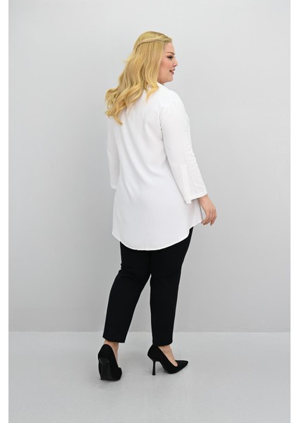 Kadın Büyük Beden Fırfır Detaylı Gömlek 1720-25-1 fiyatları