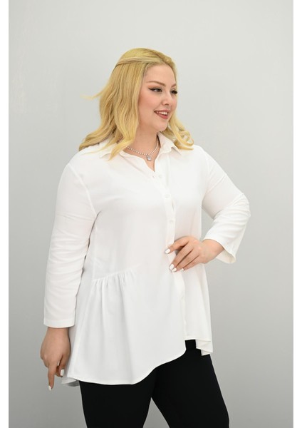 Kadın Büyük Beden Fırfır Detaylı Gömlek 1720-25-1 fırsatları