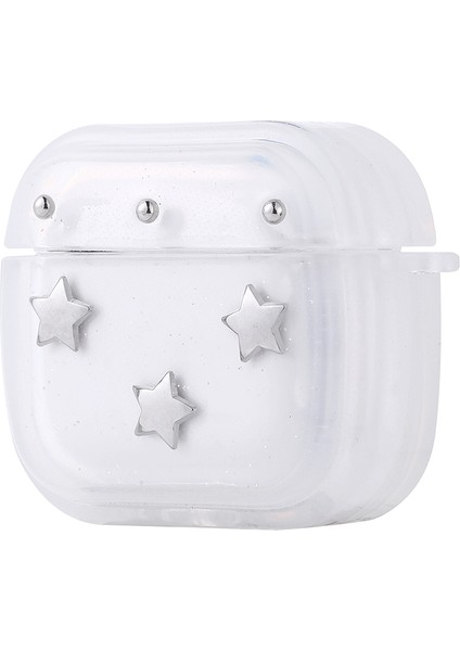 Airpods Uyumlu 4 Zore Airbag 44 Airbag Tasarımlı Simli Şeffaf Kutup Kılıf-Yıldız