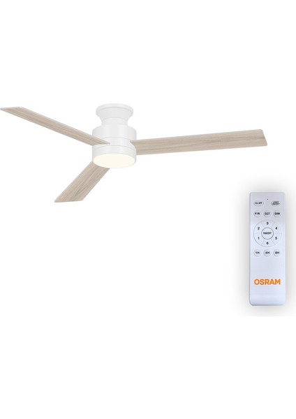 Ceiling Blade Fan 18W 3 Kanatlı Beyaz Kumandalı Tavan Vantilatörü