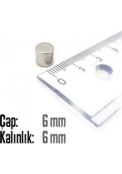 Neodyum Mıknatıs Silindir Çap 6mm , Kalınlık 6mm ( 10 Adet) fiyatları