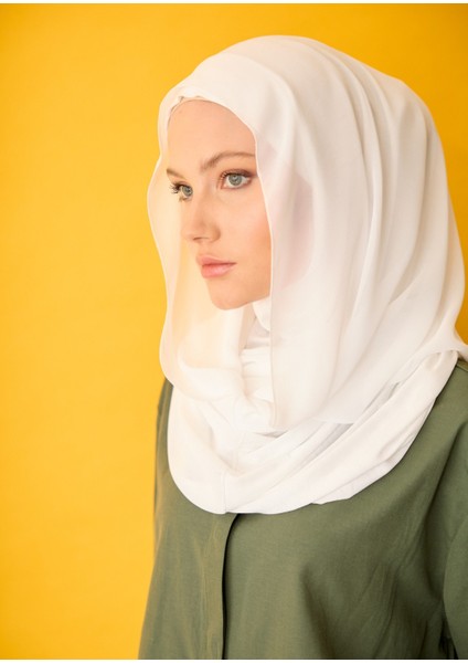 Eşarp - Şifonlu Şal - Ekru