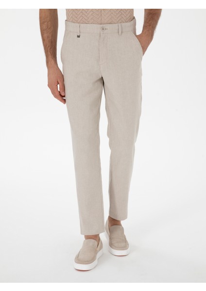 Erkek Bej Carrot Fit Keten Karışımlı Kanvas Pantolon 50306386-VR011 fiyatları