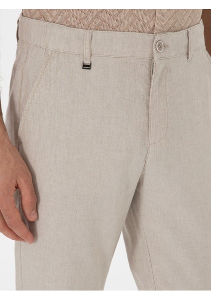Erkek Bej Carrot Fit Keten Karışımlı Kanvas Pantolon 50306386-VR011 indirimleri