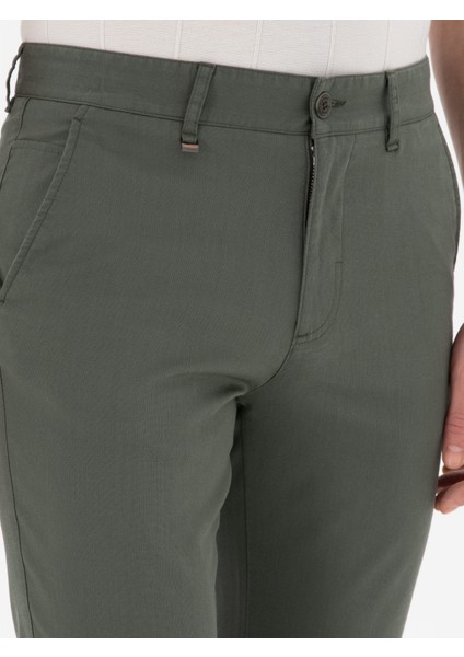 Erkek Yeşil Slim Fit Dokulu Pamuk Karışımlı Kanvas Pantolon 50300913-VR054 indirimleri