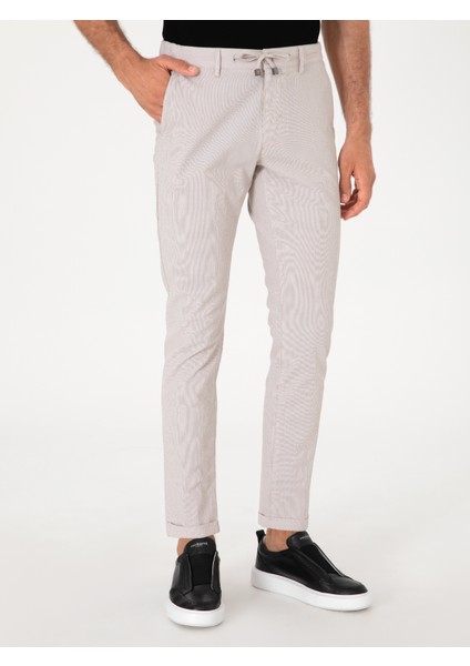 Erkek Bej Slim Fit Gofreli Beli Bağcıklı Spor Pantolon 50305618-VR011 fiyatları