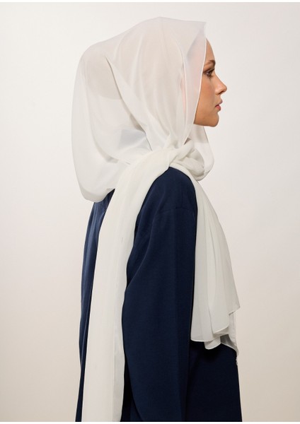 Tesettür Şal - Şifon - Beyaz modelleri