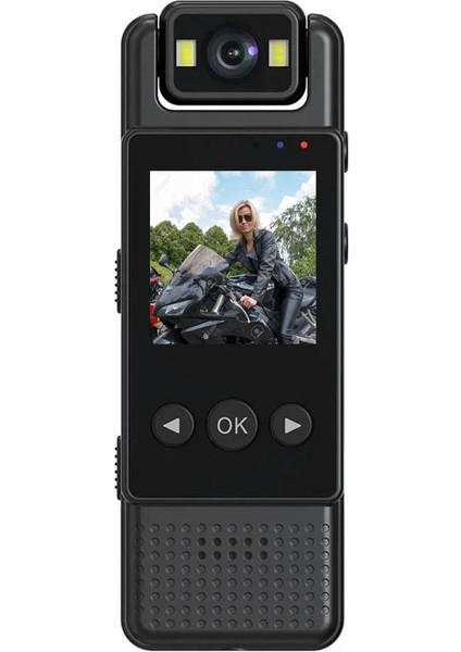 Mini Wifi Body Kamera 1.3 Inç LCD Ekran Full Hd 4K 180 Derece Dönebilir Kamera 1200MAH Batarya