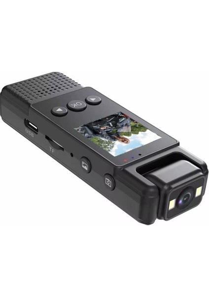 Mini Wifi Body Kamera 1.3 Inç LCD Ekran Full Hd 4K 180 Derece Dönebilir Kamera 1200MAH Batarya