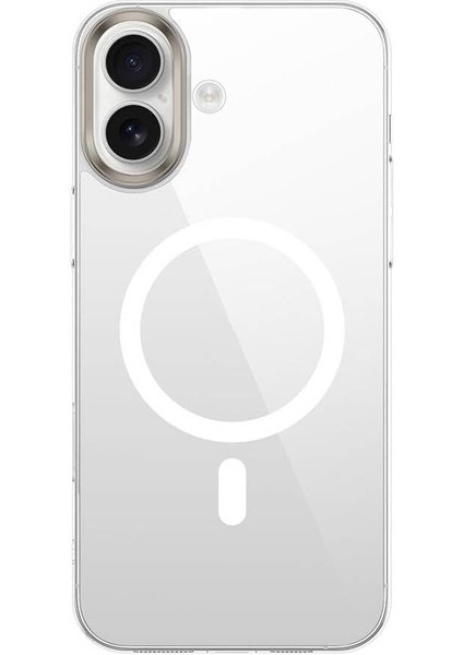 Apple Ile Uyumlu iPhone 16 Kılıf Magsafe Şarj Özellikli Şeffaf Cam Arka Yüzey Zore G-Glass Kapak Şeffaf