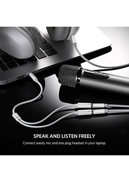 Mikrofon ve Kulaklık Ayırıcı 3.5 mm Y Kablo Beyaz fiyatları