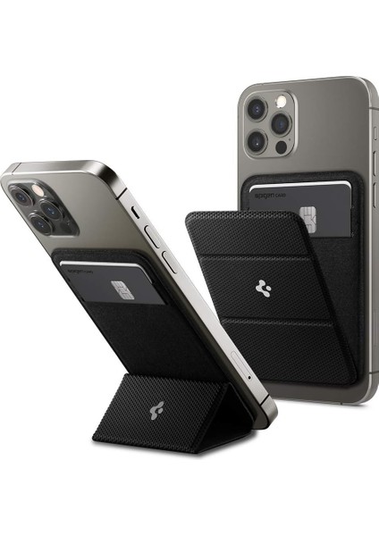 Magsafe ile Uyumlu Kart Hazneli Cüzdan (Iphone 15/14/13/12 Serisi Için) Smart Fold Wallet Black - AMP02746