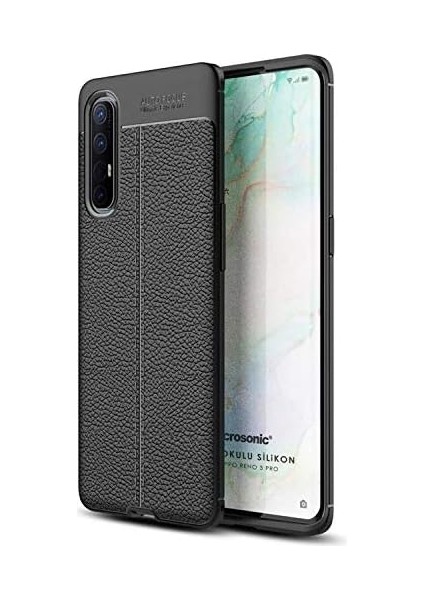 Oppo Reno 3 Pro Için Kılıf Deri Dokulu Silikon Siyah [reno 3 Pro ile Uyumlu Kılıf - Siyah] fiyatları