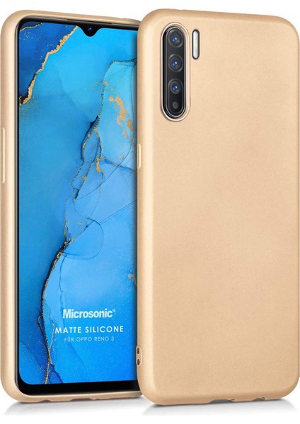Matte Silicone Oppo Reno 3 Için Kılıf Gold [reno 3 ile Uyumlu Kılıf - Gold]