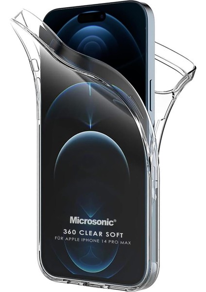 Apple iPhone 14 Pro Max Kılıf 6 Tarafı Tam Full Koruma 360 Clear Soft Şeffaf [iphone 14 Pro Max ile Uyumlu Kılıf - Şeffaf]