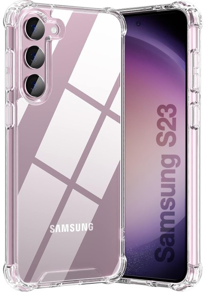 Samsung Galaxy S23 Uyumlu Anti Shock Darbe Emici S23 (6.1') Şeffaf Silikon Tpu Clear Kılıf, Transparent Galaxy S23 Anti Shock Kılıfı Şeffaf