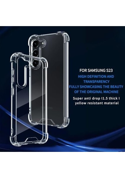 Samsung Galaxy S23 Uyumlu Anti Shock Darbe Emici S23 (6.1') Şeffaf Silikon Tpu Clear Kılıf, Transparent Galaxy S23 Anti Shock Kılıfı Şeffaf modelleri