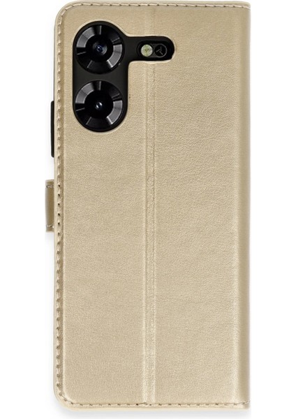 Tecno Pova 5 Kılıf Trend S Plus Kapaklı Kılıf - Gold Gnzrz