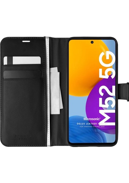 Samsung Galaxy M52 Için Kılıf Delux Leather Wallet Siyah [galaxy M52 ile Uyumlu Kılıf - Siyah]