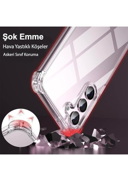 Samsung Galaxy S24 Fe (Fan Edition) Uyumlu Kenar ve Darbe Korumalı Anti Shock Darbe Emici Şeffaf Silikon Tpu Clear Kılıf Transparent
