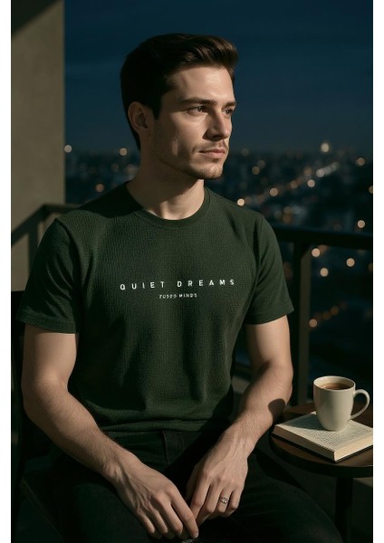 Erkek Regular Yeşil Baskılı T-Shirt