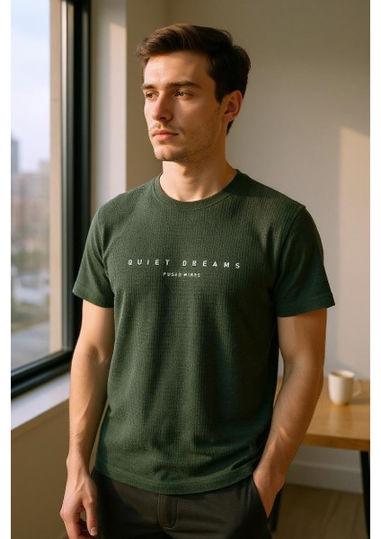 Erkek Regular Yeşil Baskılı T-Shirt modelleri