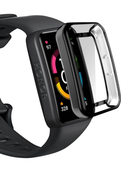 Huawei Honor Band 6 Için Kılıf 360 Full Round Soft Silicone Siyah [honor Band 6 ile Uyumlu Kılıf - Siyah]