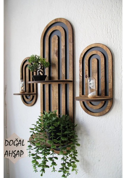 Orta Yüzyıl Modern Duvar Rafı 3 Lü Set Ahşap Mdf modelleri