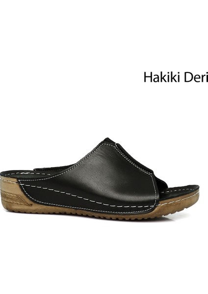 Hakiki Dolgu Tabanlı Deri Kadın Terlik 42313