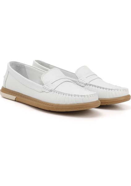 Kadın Beyaz Rok Hakiki Deri Comfort Loafer fiyatları