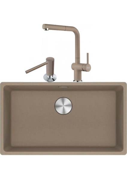 Maris Mrg 210/110-72 Oyster Granit Eviye + Active Plus Doccia 2.0 Armatür + Comfort Sıvı Sabunluk Üçlü Set Oyster