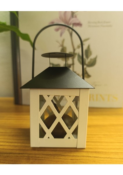 Respira Metal Dekoratif Cam Muhafazalı Askılı Fener Mumluk Siyah - Krem/beyaz Tea Light Mum İçin modelleri