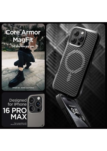 iPhone 16 Pro Max Kılıf Core Armor Magfit Magsafe Özellikli Matte Black - ACS08024 modelleri