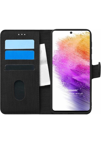 Samsung Galaxy A73 5g Kılıf Fabric Book Wallet Siyah