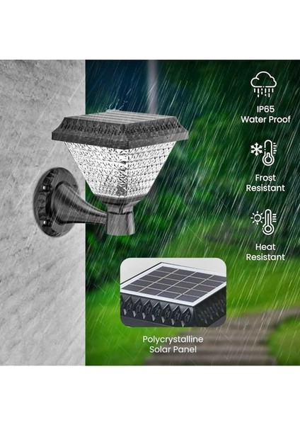 Güneş Enerjili Solar 2'li Dekoratif Duvar Apliği Kumandalı Çok Renkli-Ayarlanabilir Mod